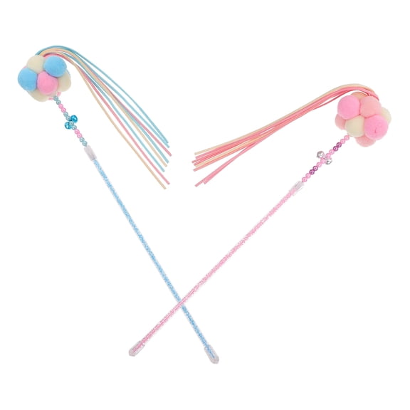 NICEXMAS 2Pcs Cat Rod Plastic Pet Teasing Toys for Cats Indoor Playtime