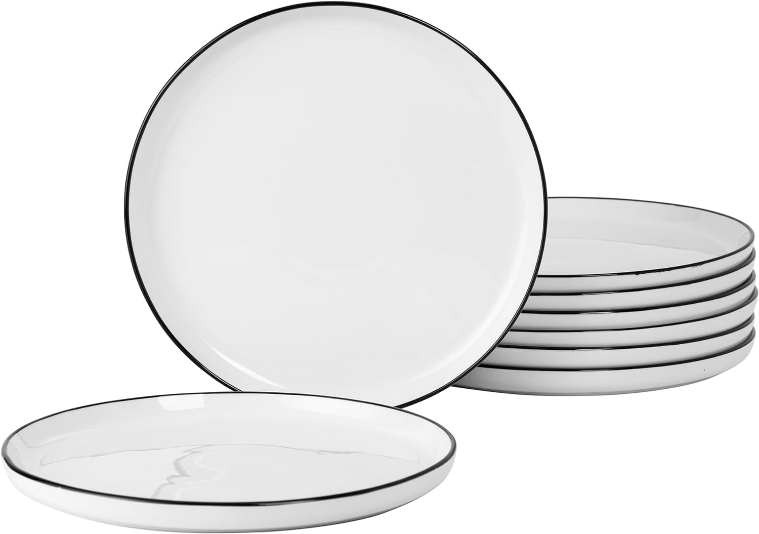 Gibson Home Oslo 8 Piece Porcelain Dinner Plate Set - Black Rim