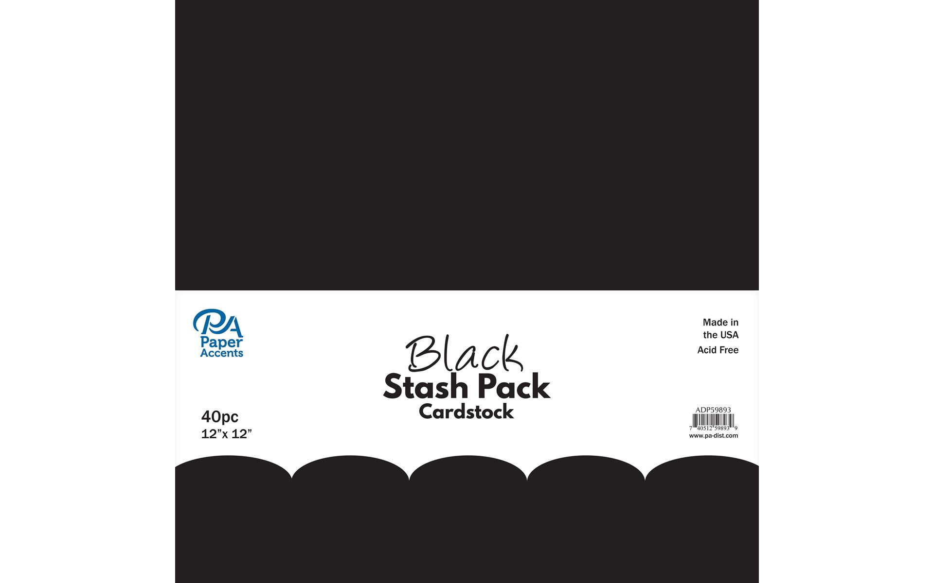 Paper Accents Stash Pack Cardstock 12'x 12' Black 40pc