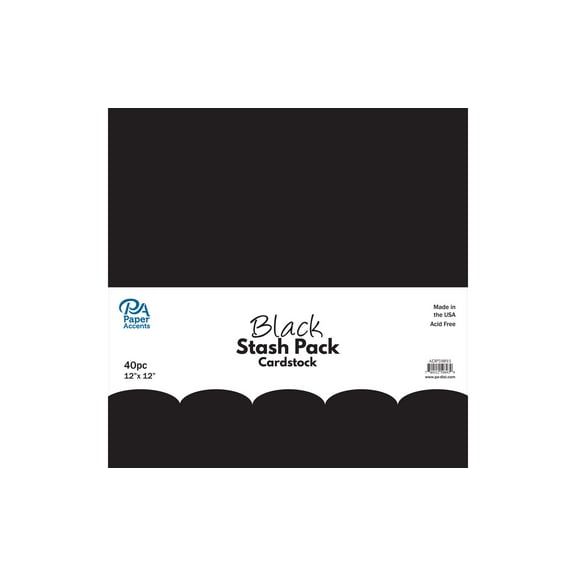 Paper Accents Stash Pack Cardstock 12"x 12" Black 40pc