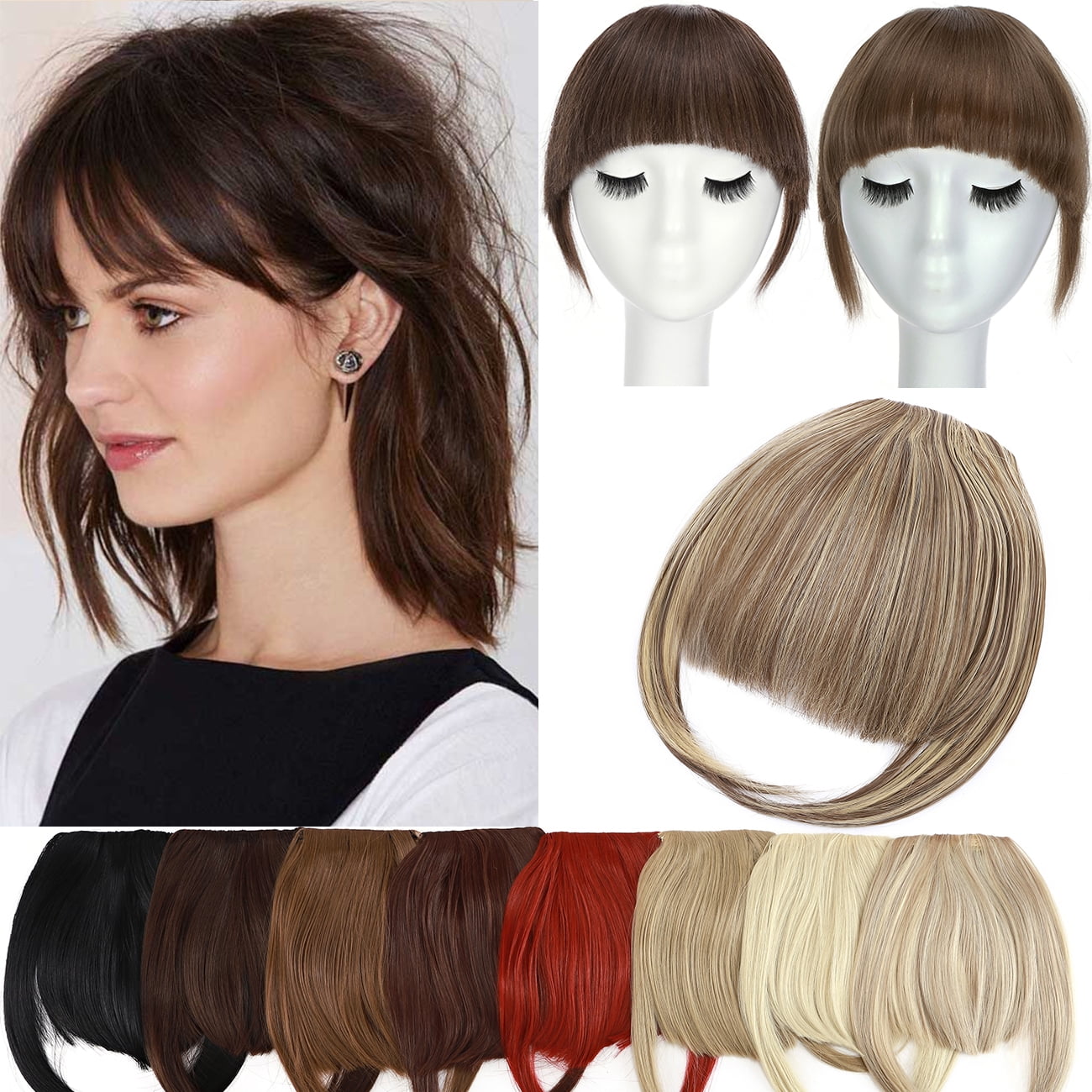 Benehair Clip in Fringe Hair Extensions as Humam Neat Bangs Thick Hairpiece  6