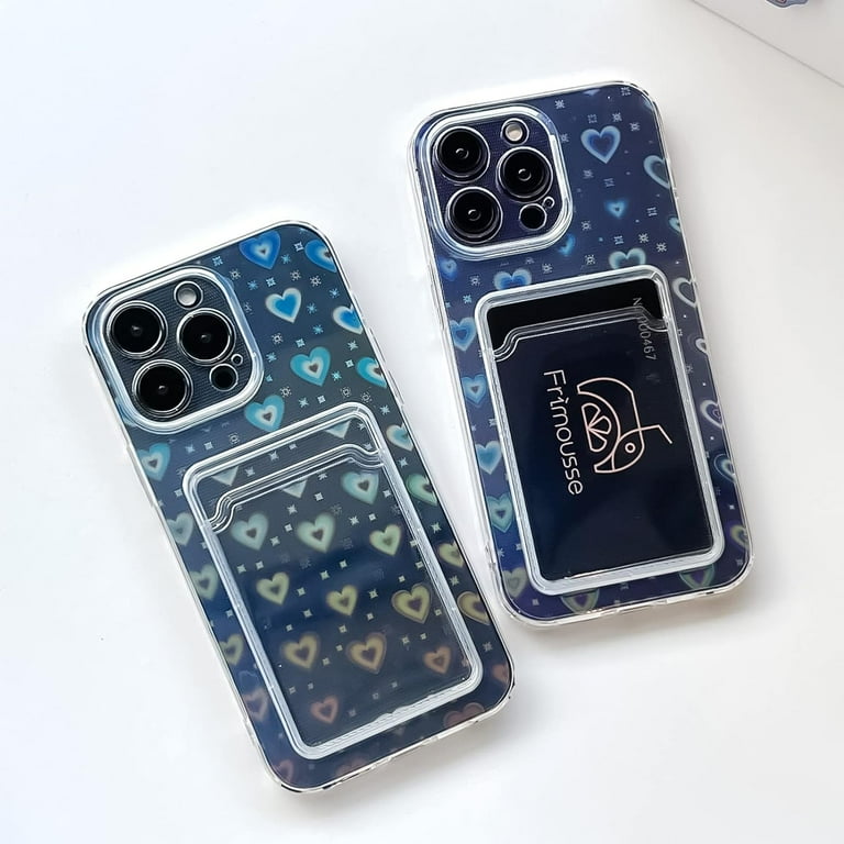 Compatible with iPhone 14 Plus Clear Heart Phone Case with Card