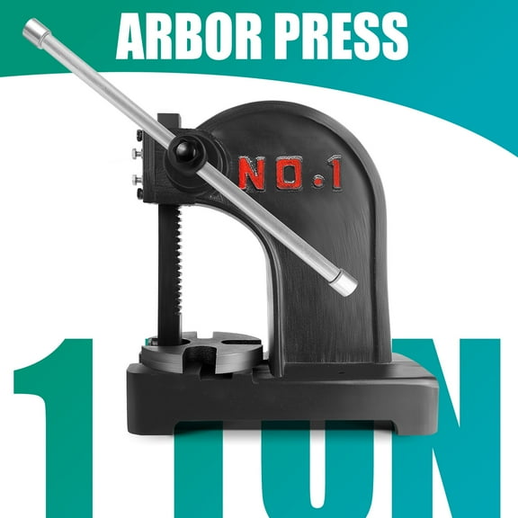 Arbor Press, 1 Ton Manual Arbor Press with Handwheel, 5.9" Maximum Height, Cast Iron Heavy-duty Manual Desktop Arbor Press, Precision Hand Press for Stamping, Bending, Stretching, Forming