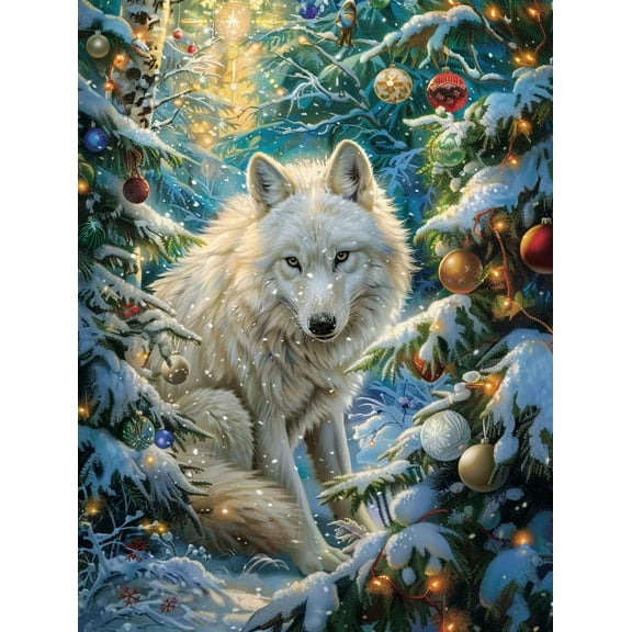 Strange White Wolf Puzzles for Adults,Thanksgiving Day Art Jigsaw Puzzle 500 Pieces,Unique and Beautiful Large Puzzle Educational Games Toys Gift