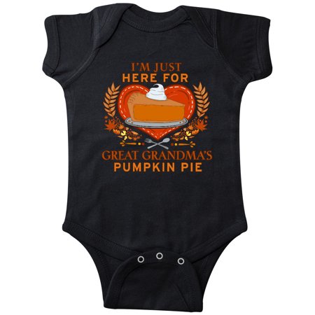 

Inktastic I m Just Here for Great Grandma s Pumpkin Pie with Heart Gift Baby Boy or Baby Girl Bodysuit
