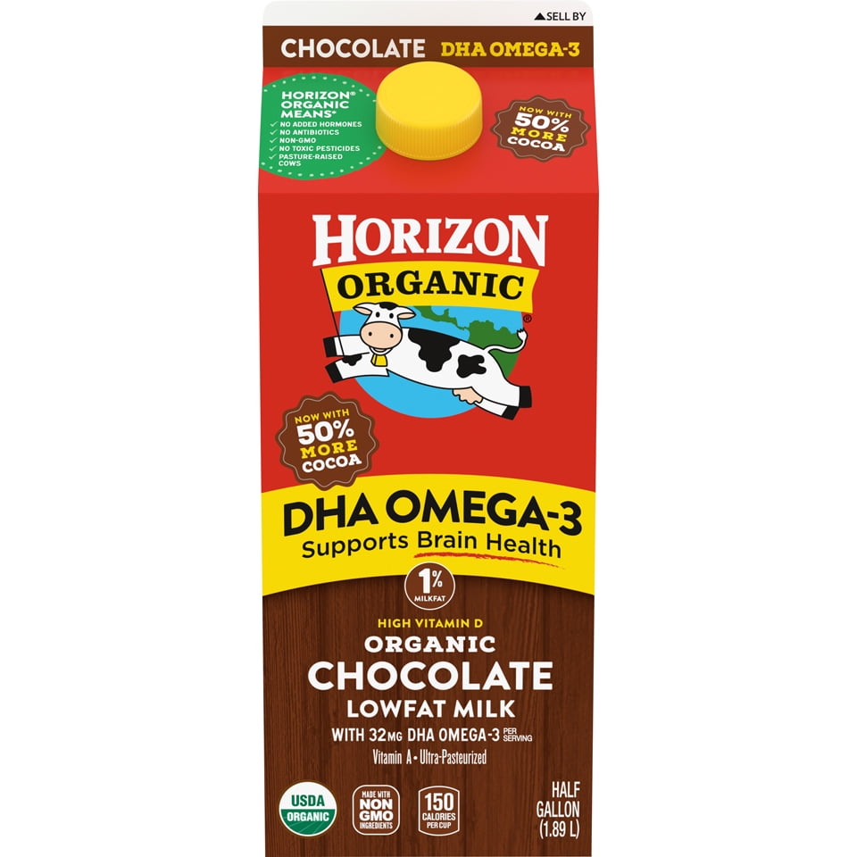 Horizon Organic 1 Lowfat DHA Omega3 Chocolate Milk, Half Gallon