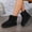 Black, variant on Women's Foldover Knit Cuff Ankle Snow Boots Warm Fleece Lined Round Toe Winter Boots 36