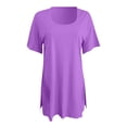 thumbnail image 4 of BLOCLOALO 2 Piece Lounge Set Short Sleeve Shirts Women's Casual Oversized Set with Square Collar Top Tight Shorts Set Blouse Tunic Tops Short Matching Sets Women Clothing Comfortable Sets Purple M, 4 of 9