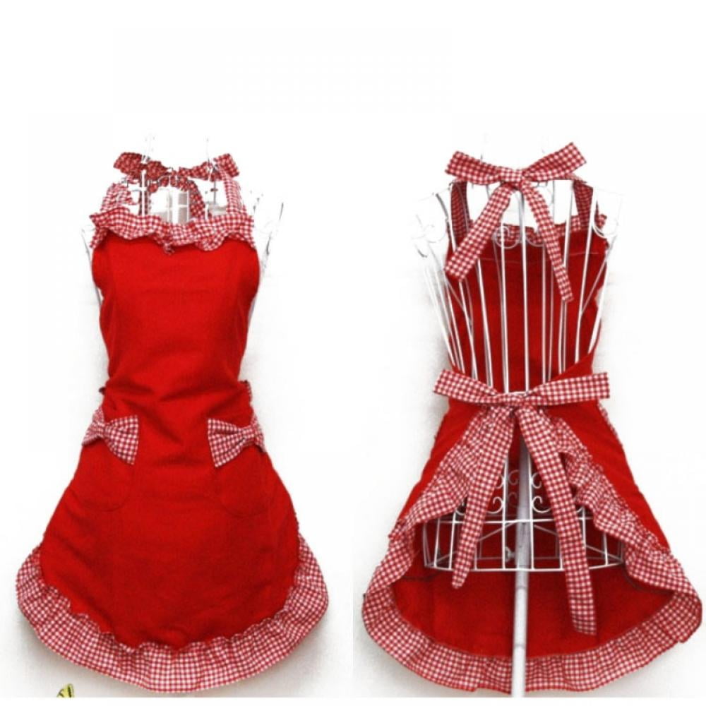 Nice Cute Vintage Flirty Womens Bowknot Kitchen Bib Apron Dress with Pocket Gift