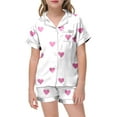 thumbnail image 4 of Youmylove Kids Girls Pajamas Set Valentines Day Pajamas Cute Heart Printed Pajamas Short Sleeved Shirts Shorts Home Pajamas Set 3-4 Years, 4 of 4