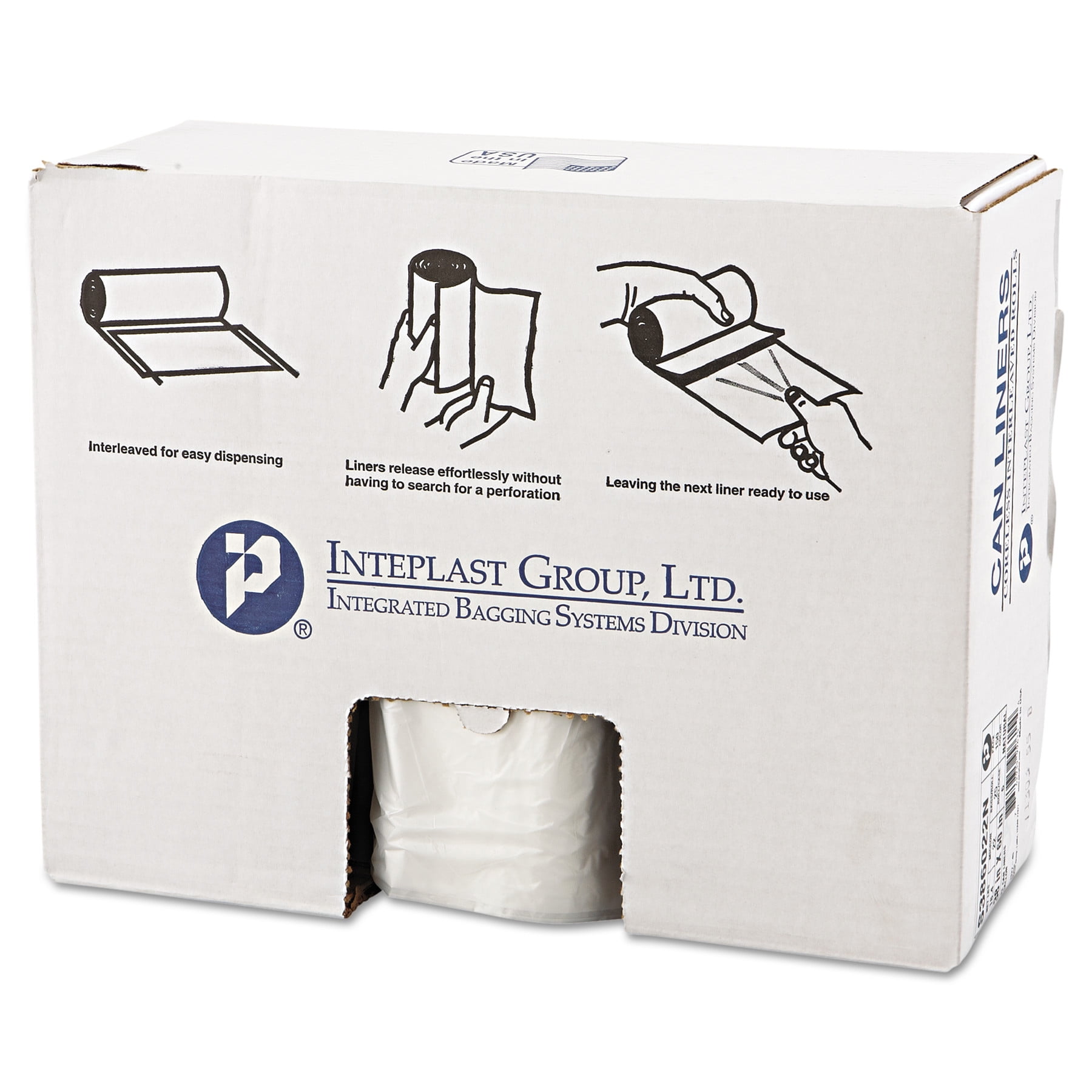 Inteplast Group High-Density Can Liner 38 x 60 60gal 12mic Clear 25/Roll 8 Rolls 
