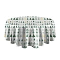 thumbnail image 5 of Green Christmas Tree Pattern Round Tablecloth 60"x60",Wrinkle Wipeable Table Cloth for Kitchen Dining Room Picnic Patio Party, 5 of 6