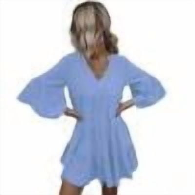 YuXingFu Mother Of The Bride Dresses Mid-Length Plus Size Womens Dress Long Sleeve Solid Color Casual Summer Light Blue S