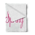 thumbnail image 2 of Peony Soft Flannel Fleece Throw Blanket, Hello Spring Typography Welcoming Composition Flower Photo, Cozy Plush for Indoor and Outdoor Use, 50" x 70", Baby Pink Fern Green, by Ambesonne, 2 of 5