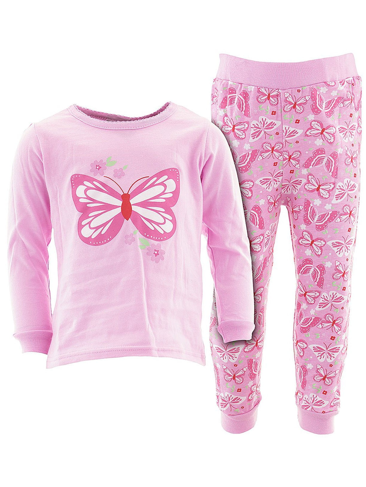 Sweet /& Soft Pink Butterfly Flower Cotton Pajamas for Infant Toddler Girls