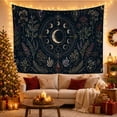thumbnail image 3 of Lunar Phases Around Crescent Moon and Crystals, Mystical Illustration for Celestial Art Lovers, Esoteric Decor, Housewarming Gift, Tapestry Wall Hanging for Bedroom and Studio, 3 of 7