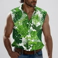 thumbnail image 2 of cllios Men's Hawaiian Shirt Hawaiian Floral Button Down Sleeveless Tank Tops Tropical Vacation Beach Shirts with Pockets, 2 of 6