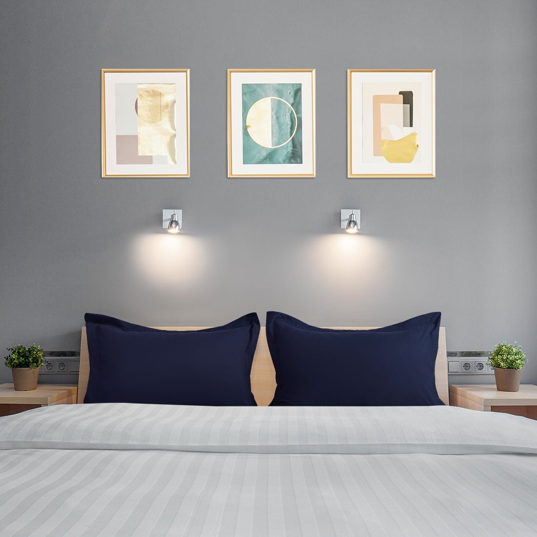 Unique Bargains 2-Pack Envelope Closure Pillow Sham Standard Navy Blue