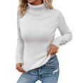 thumbnail image 2 of Wutalume Women's Casual High Neck Fleece Lined Knitted Sweater, Solid Color Loose Warm Top, Winter Pullover for Cold Days and Indoor Comfort,White S, 2 of 8