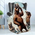 thumbnail image 3 of Ambesonne Bear Fleece Throw Blanket Funny Cool Cartoon Animal Gang 50"x70" Pale Blue Umber and Chocolate, 3 of 5
