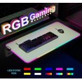 thumbnail image 3 of IBAOLEA RGB Gaming Mouse Pad, Multifunctional Gaming/Office Desk Pad, PU Leather Waterproof Surface, Computer Keyboard Mouse Mat, Non-Slip Rubber Base (Pale Green, 31.5'' x 15.7'') Pale Green, 3 of 7