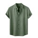 thumbnail image 1 of Men's Spring Summer Casual Linen Solid Color Short Sleeve Shirt Loose Turn-down Collar Shirt2XL, 1 of 3