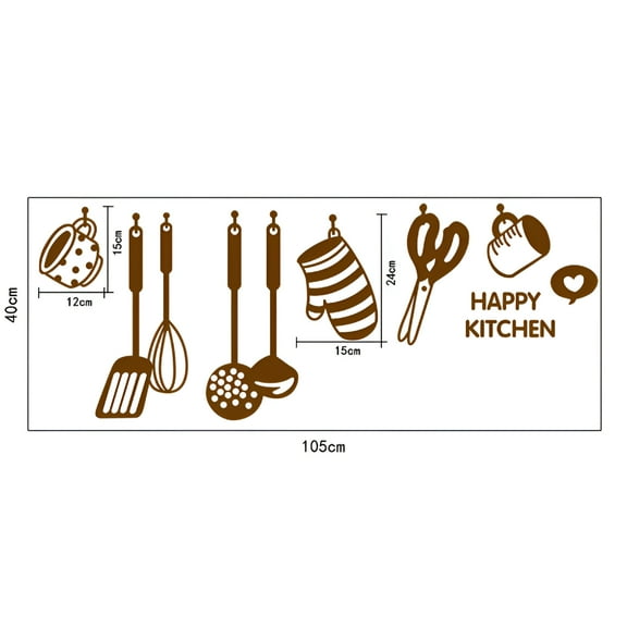 LAMIRO Diy Removable Happy Kitchen Wall Decal Home Decor Wall Stickers New