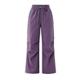 thumbnail image 2 of YFNNUP Women Cargo Pants Quick-Dry Parachute Hiking Pants Lightweight Baggy Pants Casual Outdoor Travel Trouser with Zipper Pockets Purple S, 2 of 3