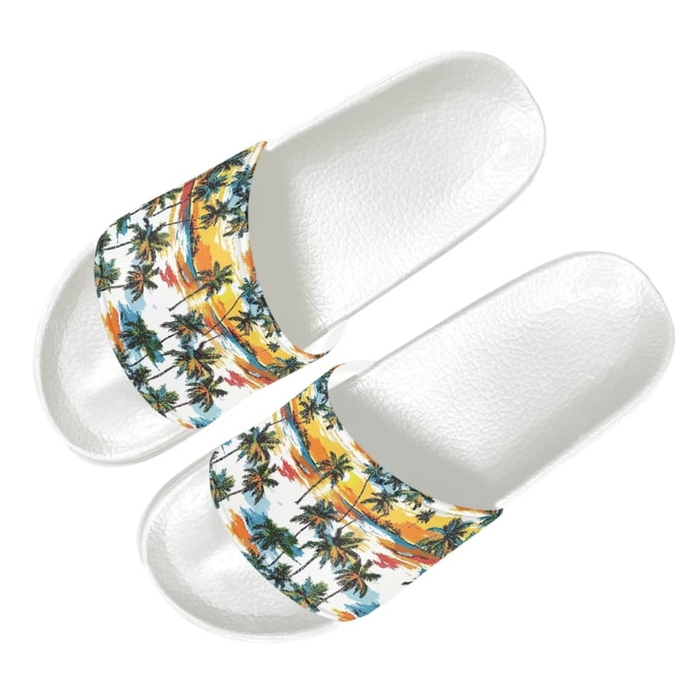 Wismoutput Palm Tree Printed Slide Sandals for Men Teen Boys  display picture 2