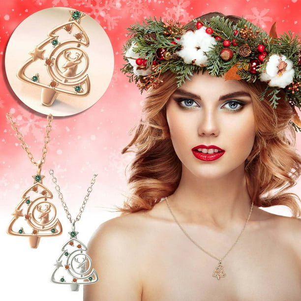 XEOVHV Christmas Tree Pendant Necklace Costume Jewelry Christmas Jewelry Gifts Long Pendant Necklace for Women Girl Teen Adjustable Do A Wish Card Link Chain Necklace Walmart Business Supplies