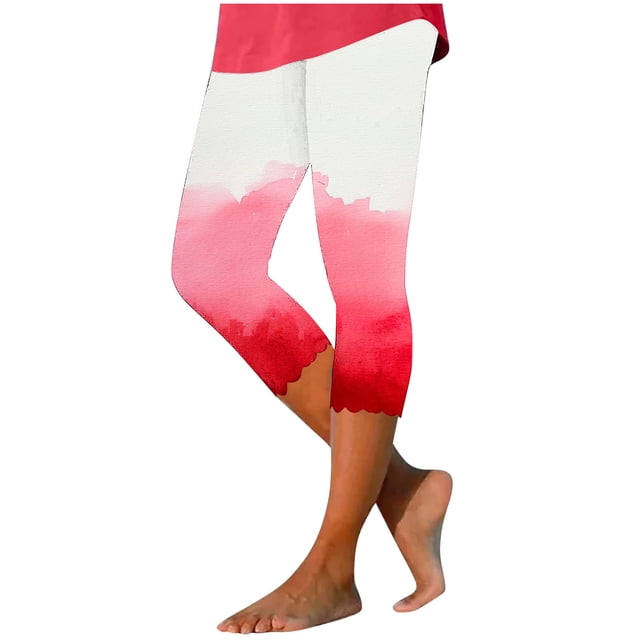 Pantalones de Yoga para Mujer, Cintura Elástica Impresa Capris para Uso Casual, Poliéster Cómodo Y Elástico