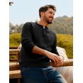 thumbnail image 2 of Olaglory Mens Sweaters Crewneck Waffle Pullover Sweater, Casual Button Textured Knit Henley Sweaters for Men, Black, 2 of 8