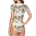 thumbnail image 3 of Uemuo Western Desert Cowboys3 Pattern Women's One Piece Short Sleeve Swimsuit Rash Guard Surfing Modest Quick-drying Swimsuit Beach Essentials-Large, 3 of 9