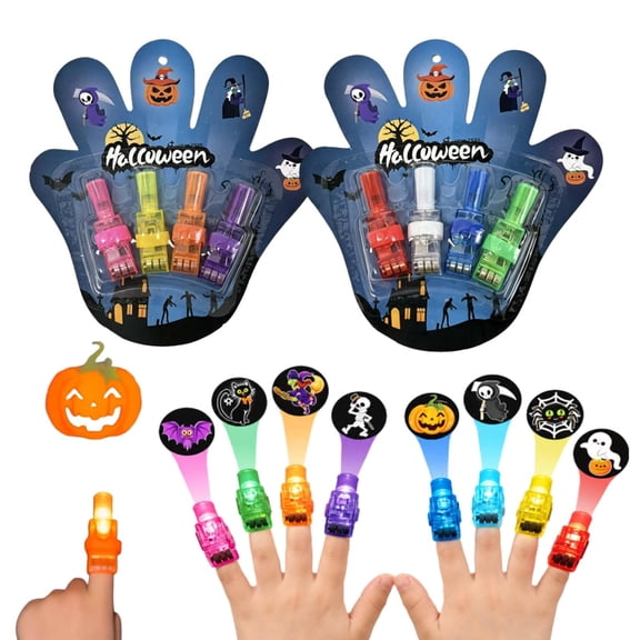 Halloween LED Projection Finger Lights, Trick-or-Treat Goodie Bag Fillers,Halloween Finger Projectors, Long-Lasting Glow, Elastic Universal Fit, Perfect Party Goodie Bag Fillers