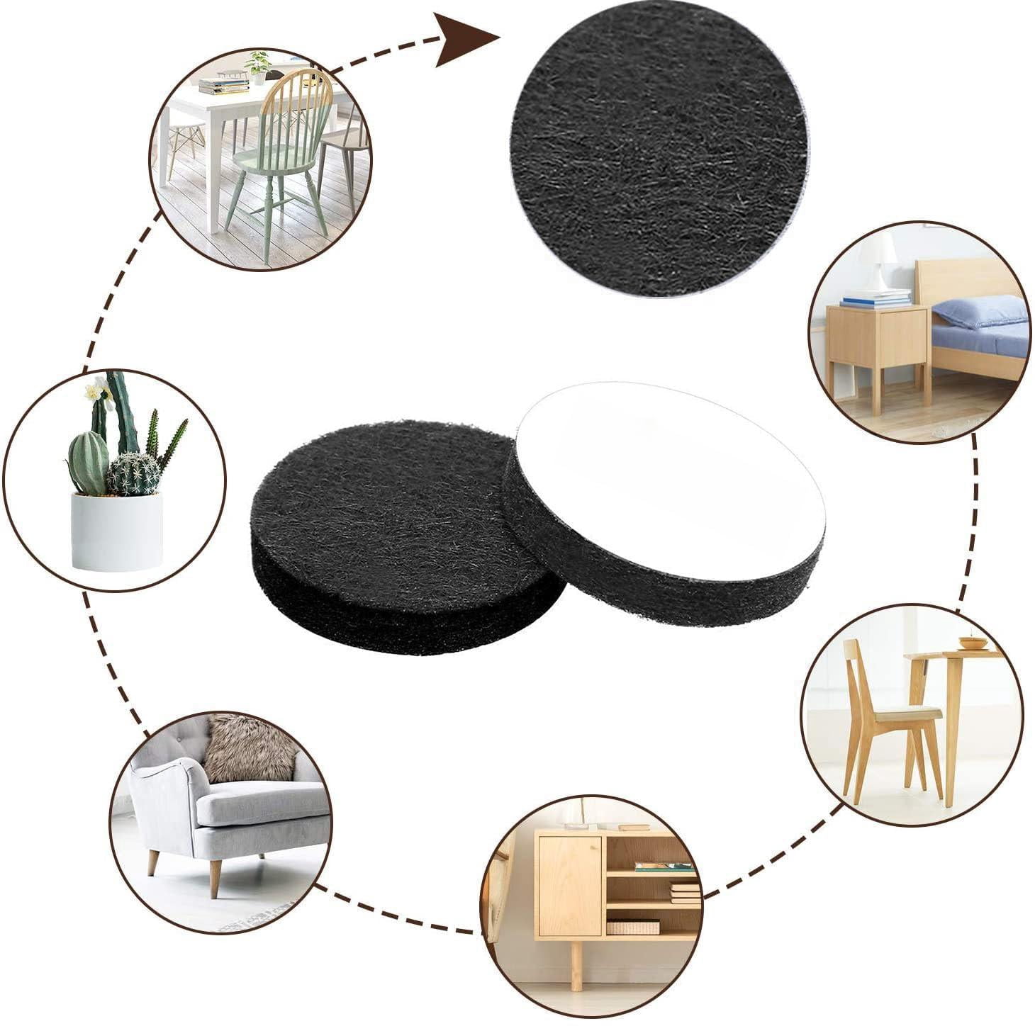 Felt Furniture Pads For Hardwood Floors -24 2.5" Chair  Floor Protectors Black