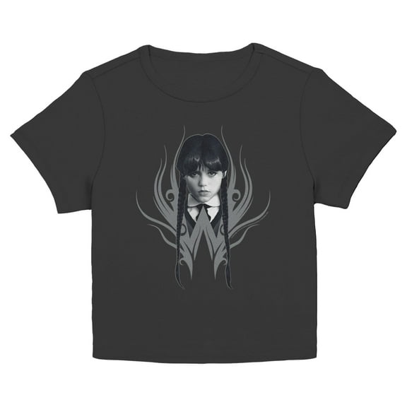 Juniors Wednesday Black and White Portrait T Shirt