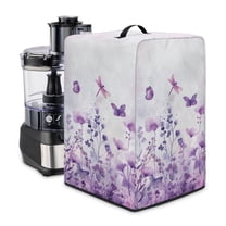 ZIATUBLES Juicer Machine Dust Cover Foldable Canvas Stain Resistant Appliance Cover for Home Kitchen Counter Decor Accessories Easy to Clean, Lilac Butterfly Dragonfly Flower, 8 "W x 8 "D x 17 "H