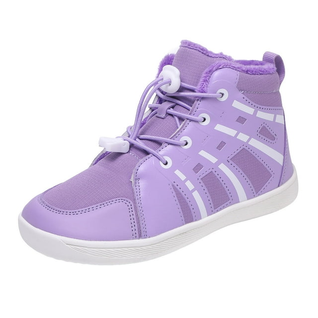 Curenmufel Bottes de Randonnée pour Tout-Petits Garçons Filles Bottes de Neige Résistantes à l'Eau Extérieur Chaudes Confortables Antidérapantes Mi-Mollet Doublure en Fausse Fourrure Isolées Chaussures d'Hiver pour Petits/grands Enfants Taille 4.5 (Violet, Grands Enfants 4.5)