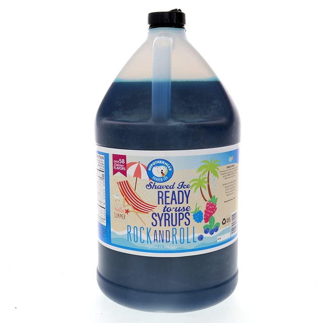 Jarabe con sabor a cono de nieve hawaiano listo para usar Rock and Roll, galón (128 onzas líquidas), hielo raspado, azúcar de caña 100 % pura