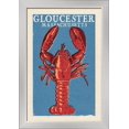 thumbnail image 1 of Gloucester, Massachusetts - Lobster Woodblock - Lantern Press Artwork (12x18 Giclee Art Print, Gallery Framed, Silver Wood), 1 of 1
