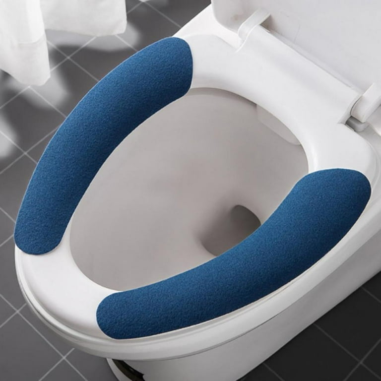 Toilet Seat Cover Set of 2 Flannel Sticky Warm Toilet Seat Pads for Toilet  Rings of Different Shapes Portable Washable and Reusable Toilet Seat Cushion  Pad 