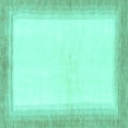 thumbnail image 1 of Ahgly Company Machine Washable Indoor Square Solid Turquoise Blue Modern Area Rugs, 4' Square, 1 of 4