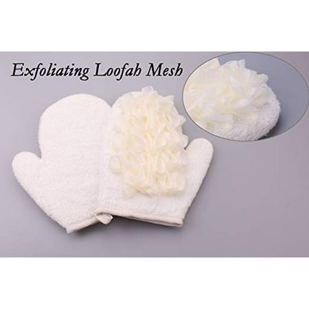 - Exfoliating Loofah Mesh Cleaning Body Glove with Double Sides