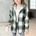 thumbnail image 4 of Girls Fall Dresses Girls Jackets Size 10-12 Boys Girls Casual Flannel Plaid Hoodies Fall Fashion Button Down Shirts Long Sleeve Cute Lightweight Jacket Coats, 4 of 5