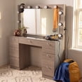 thumbnail image 4 of Boahaus Nova Vanity Desk with Mirror and Lights – 7 Drawer Makeup Vanity Table with Storage, Power Outlet and Stool, 4 of 13