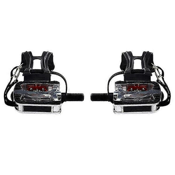 SPD Pedals compatible with Spin Bike with Toe Cages compatible with Clip Pedals Indoor Exercise Cycling Platcompatible withm Pedals 9/16 inch