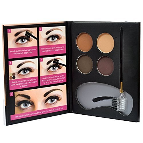 Beauty Treats Eyebrow Kit 4 Eyebrow Powders, 3 Stencils, 1 Brush