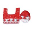 thumbnail image 1 of Kearding Cubierta de asiento de inodoro de Navidad, telas con patrón de dibujos animados, alfombrilla protectora lavable, alfombrillas antideslizantes en Rojo, 1 of 6