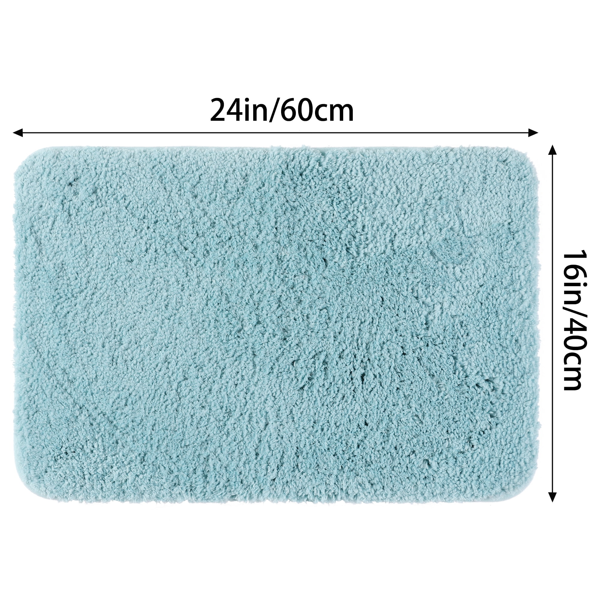 Unique Bargains Luxury Bath Mat Rug Solid Plush Shaggy Bath Carpet for Bathroom Floor Blue 16"x24"