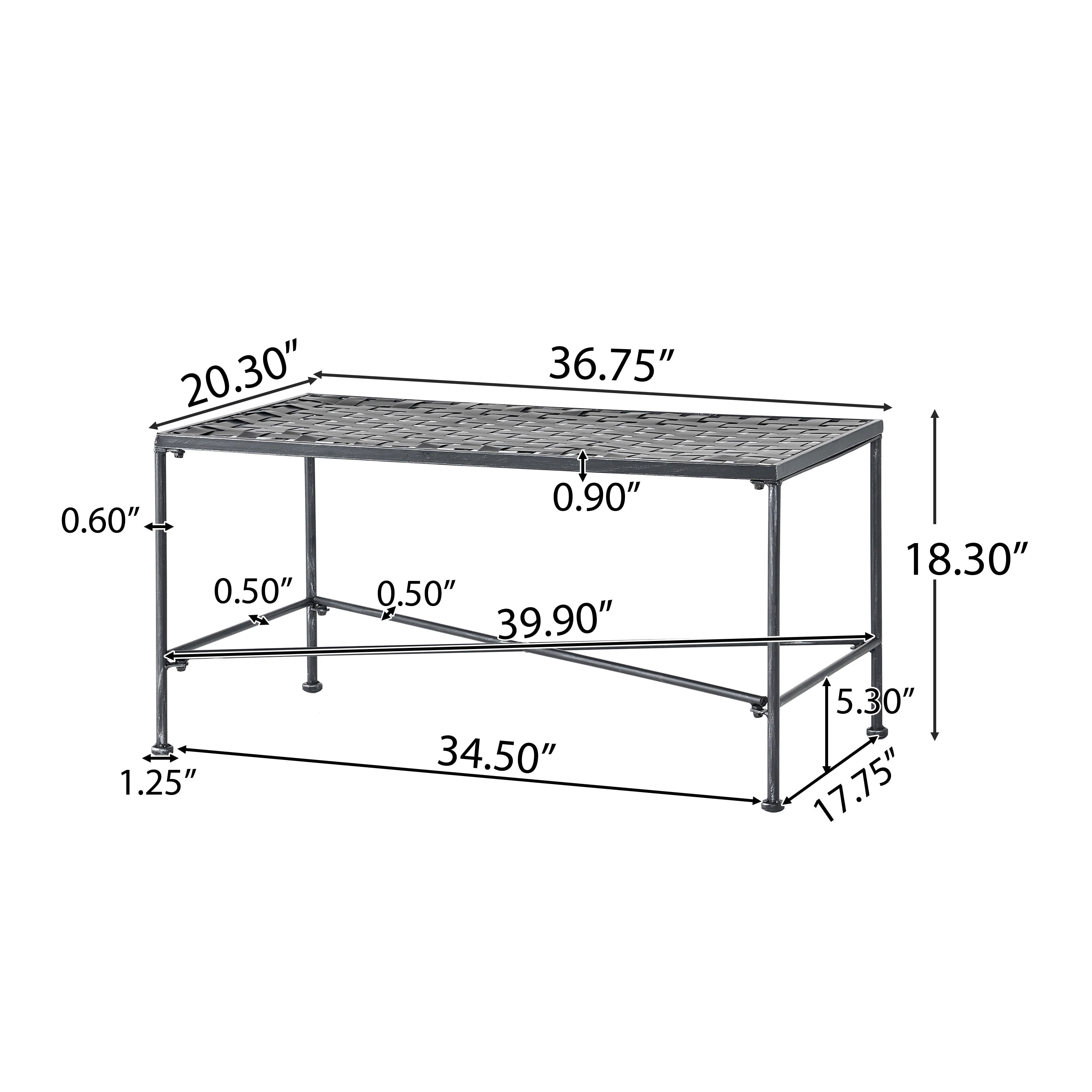 Alexander Outdoor Iron Coffee Table, Black